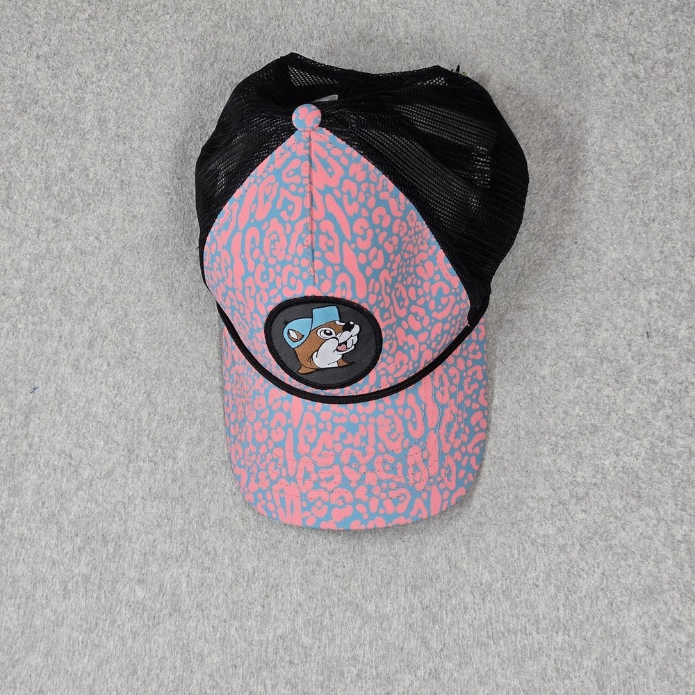 Buc-Ee's Men Trucker Hat ONE SIZE Pink Curved Snapback Logo Patch Beaver
